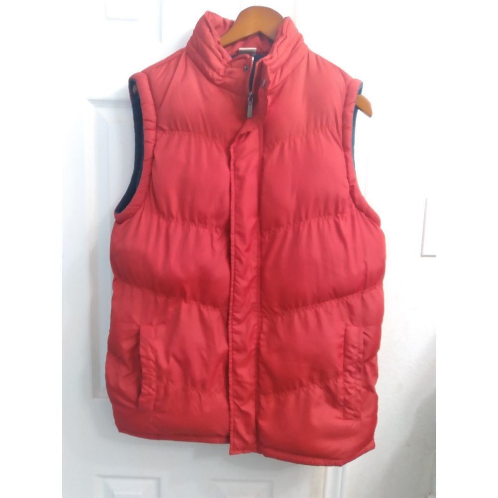 Coral Red Quilted Puffer Vest Winter Warm Sleeveless Jacket‎ with Stand Collar